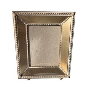 Vtg OVERTON Shadow Box Table Top Brass Glass Frame Floral Detail Quality Art Dec